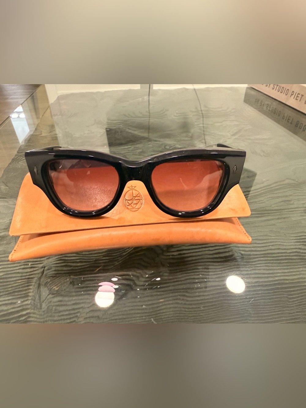 Black Frame Sunglasses with Brown Lenses